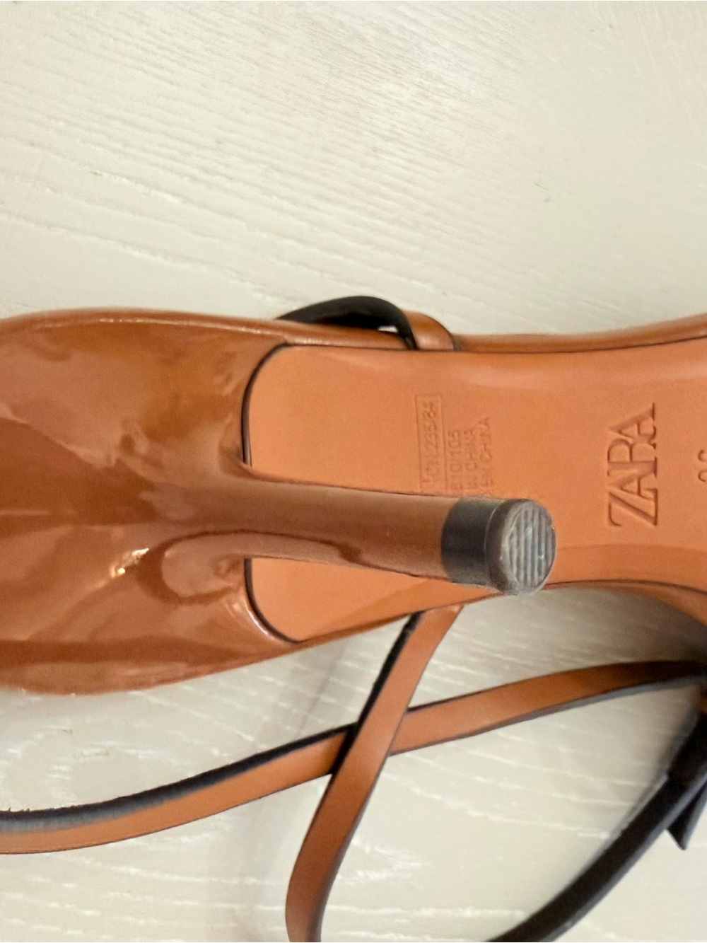 Zara Tan Brown Leather Strappy Sandals with Ankle Wrap - Picture 6 of 6